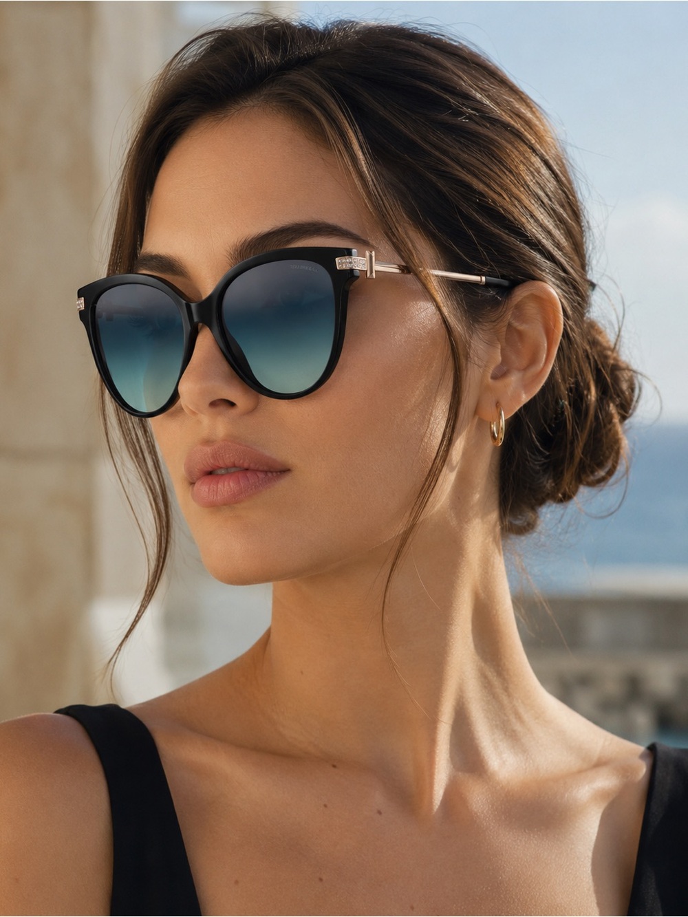 New TIFFANY & CO TF4193B 80019S Black Frame Blue Gradient Sunglasses, Authentic